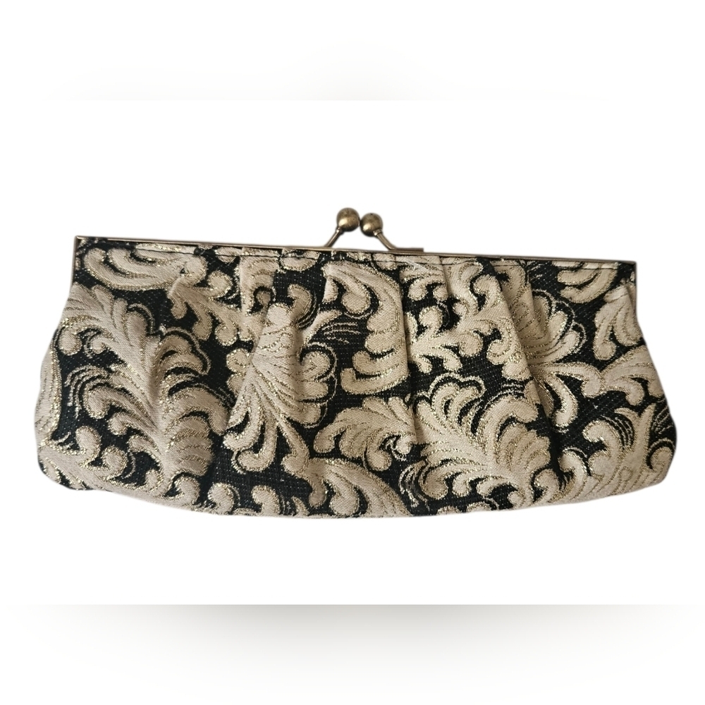 Floral Brocade Clutch Purse with Ball Clasp Closure
